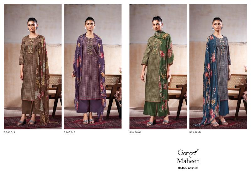 Ganga Maheen 3456 catalog wholesale salwar kameez suppliers in surat