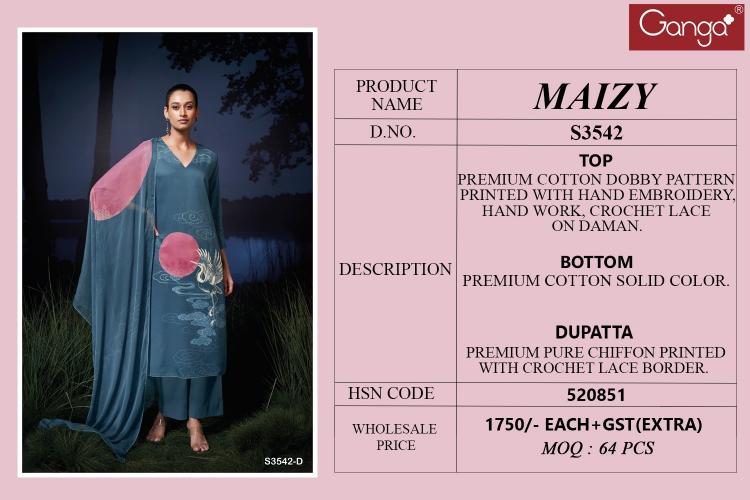 Ganga Maizy 3542 catalog mumbai wholesale salwar kameez