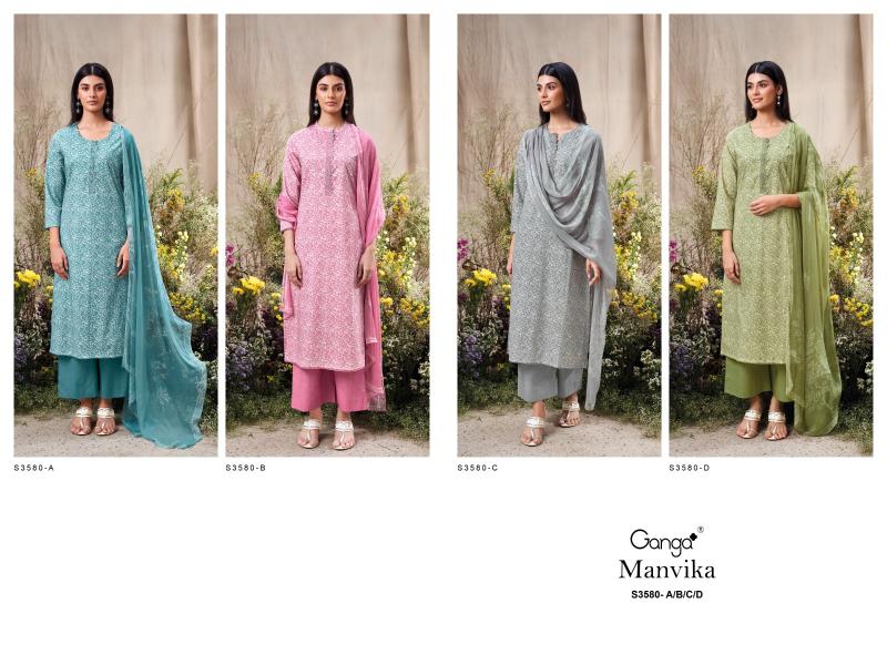Ganga Manvika 3580 catalog unstitched salwar kameez wholesale market in delhi