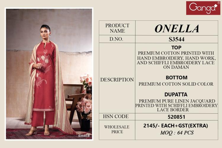 Ganga Onella 3544 catalog wholesale salwar kameez in hyderabad