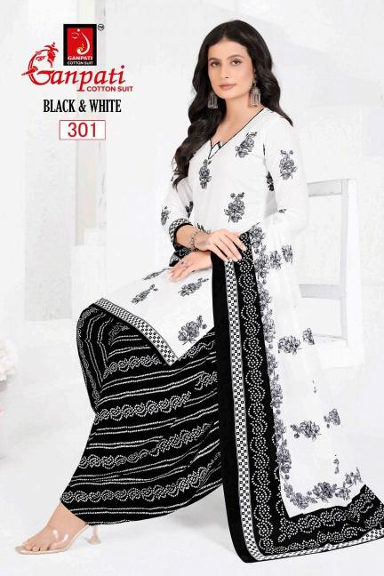 Ganpati Black & White Vol-03 – Dress Material - Wholesale Catalog