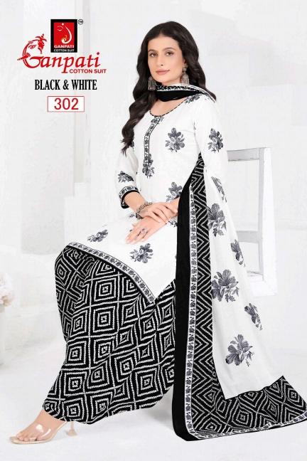 Ganpati Black & White Vol-03 – Dress Material - Wholesale Catalog
