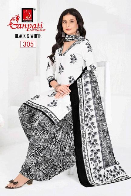 Ganpati Black & White Vol-03 – Dress Material - Wholesale Catalog