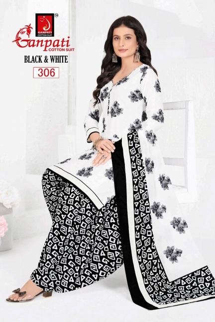 Ganpati Black & White Vol-03 – Dress Material - Wholesale Catalog
