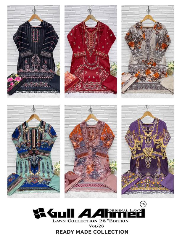 Gull Aahmed Lawn Vol-26 – Karachi Readymade Kurti Pant With Dupatta - Wholesale Catalog