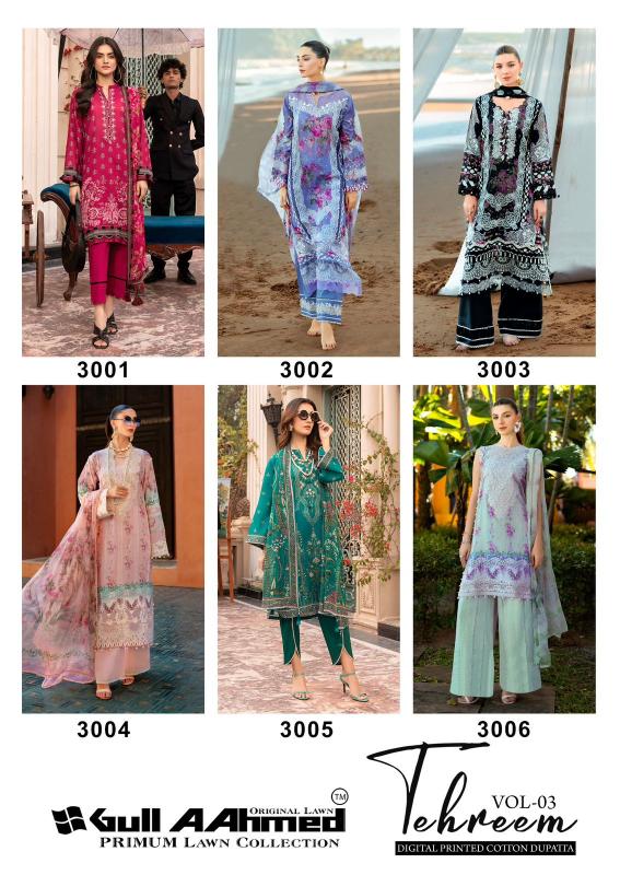Gull AAhmed Tehreem Vol-03 - Karachi Dress Material  - Wholesale Catalog