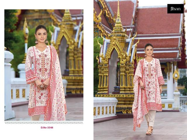 Jihan 3548 To 3549 A Catalog Cotton Dupatta pakistani suit couture 