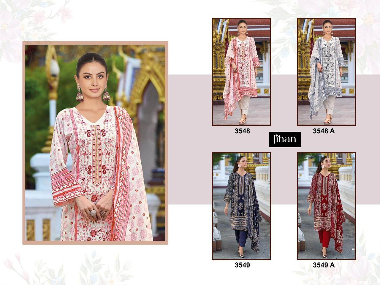Jihan 3548 To 3549 A Catalog Cotton Dupatta pakistani suit couture 
