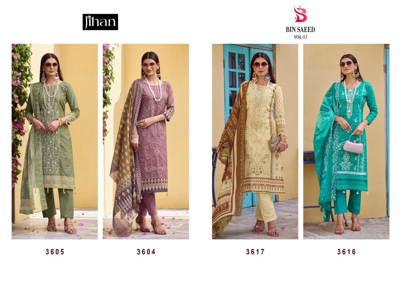 Jihan Bin Saeed Vol 17 catalog pakistani lawn cotton dress material wholesale surat
