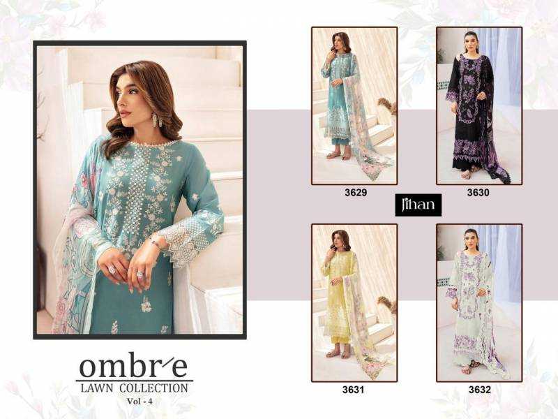 Jihan Ombre Lawn Vol 4 catalog Cotton Dupatta pakistani suit design 2025