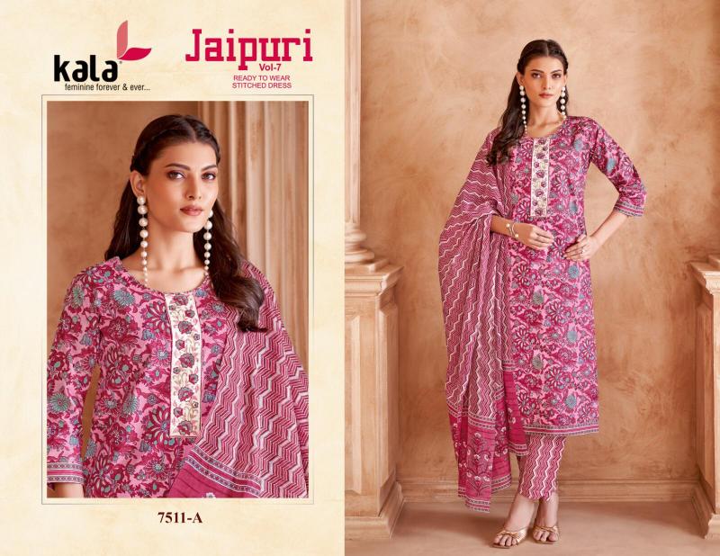 Kala Jaipuri Vol-7 – Kurti Pant With Dupatta - Wholesale Catalog