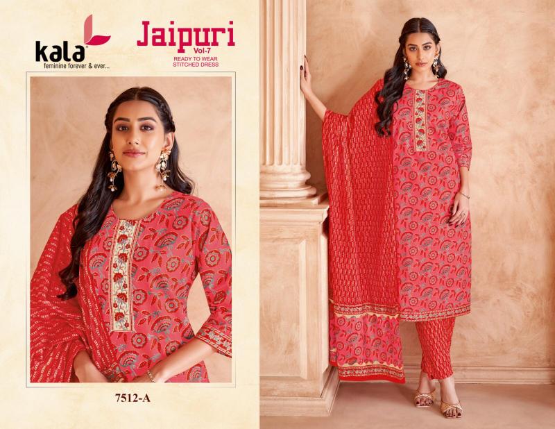 Kala Jaipuri Vol-7 – Kurti Pant With Dupatta - Wholesale Catalog
