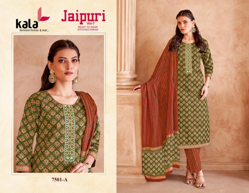 Kala Jaipuri Vol-7 – Kurti Pant With Dupatta - Wholesale Catalog