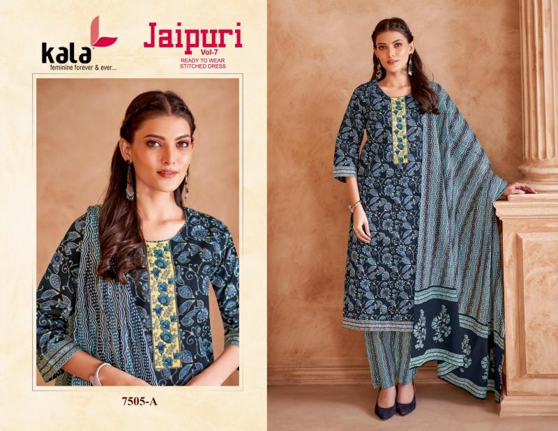 Kala Jaipuri Vol-7 – Kurti Pant With Dupatta - Wholesale Catalog