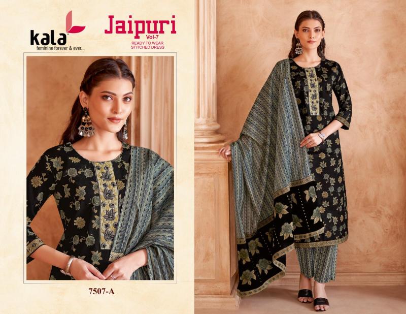 Kala Jaipuri Vol-7 – Kurti Pant With Dupatta - Wholesale Catalog