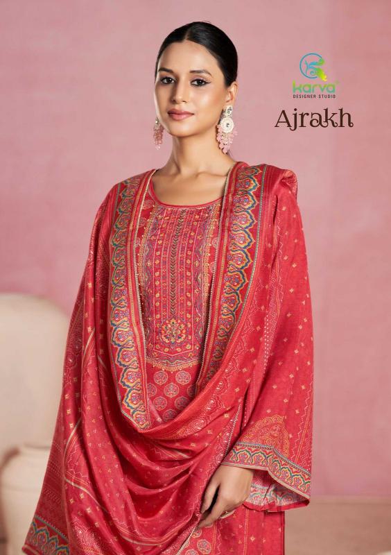 Karva Ajrakh catalog wholesale salwar kameez fabric