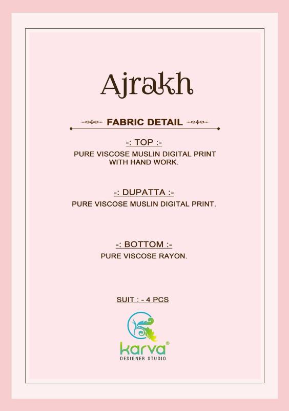 Karva Ajrakh catalog wholesale salwar kameez fabric