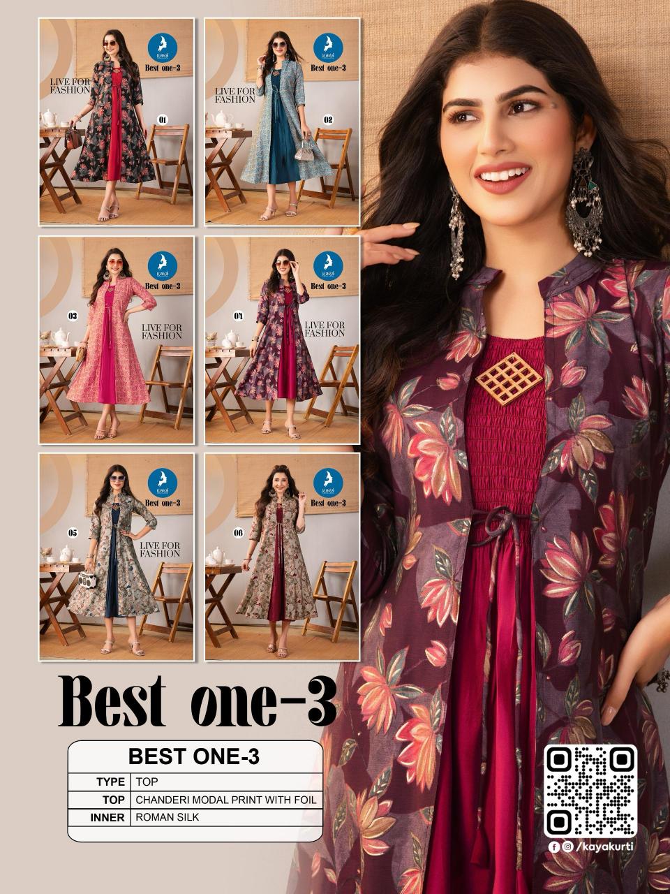 Kaya Best One vol 3 catalog indian kurti with jacket