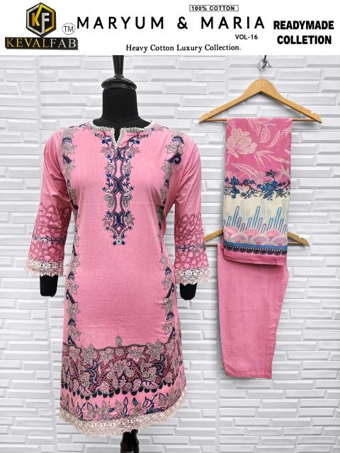 Keval Maryum & Maria Vol-16 – Pakistani Karachi Readymade Kurti Pant With Dupatta - Wholesale Catalog