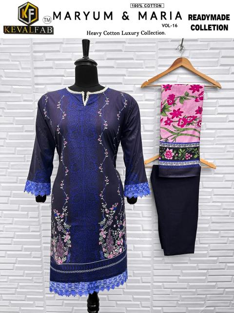 Keval Maryum & Maria Vol-16 – Pakistani Karachi Readymade Kurti Pant With Dupatta - Wholesale Catalog