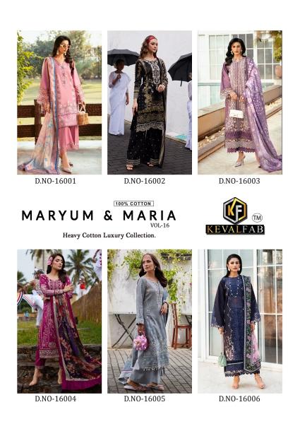 Keval Maryum & Maria Vol-16 – Pakistani Karachi Readymade Kurti Pant With Dupatta - Wholesale Catalog
