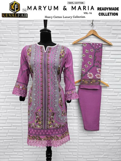 Keval Maryum & Maria Vol-16 – Pakistani Karachi Readymade Kurti Pant With Dupatta - Wholesale Catalog