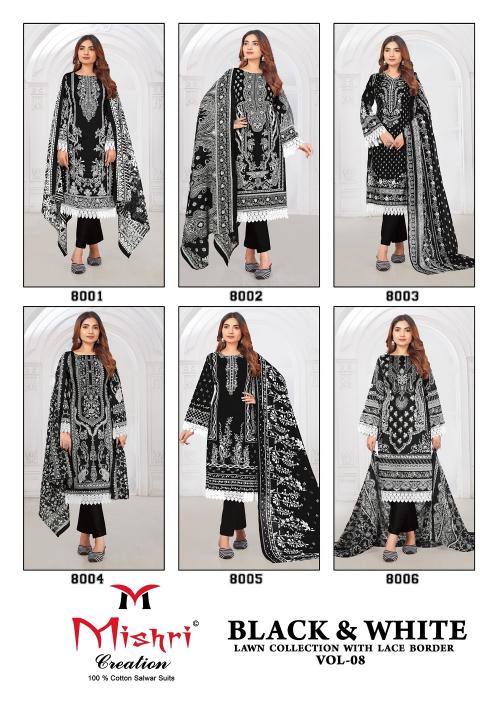 Mishri Black & White Vol-8 – Dress Material - Wholesale Catalog
