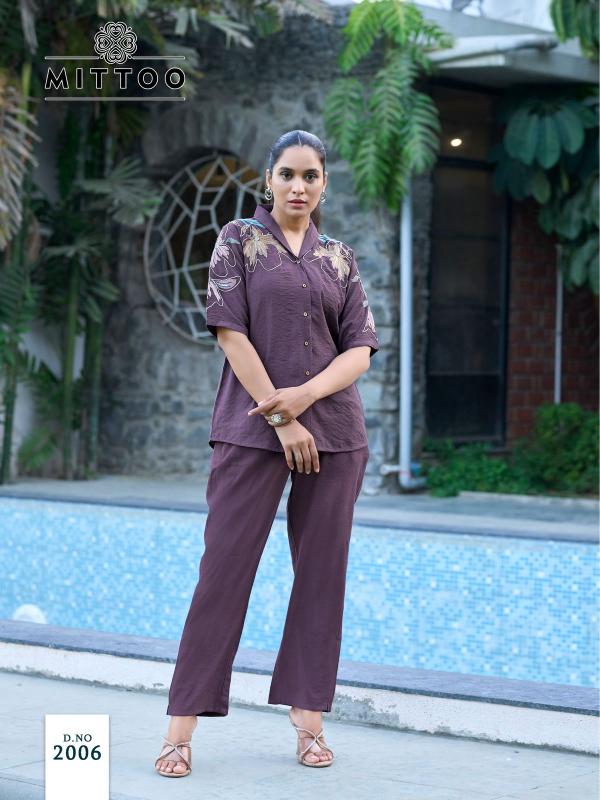 Mittoo Daizy Catalog viscose imported co ord set