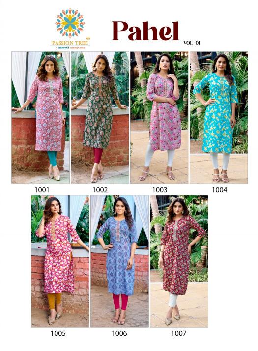 Passion Tree Pahel vol 1 catalog wholesale cotton embroidery work kurti