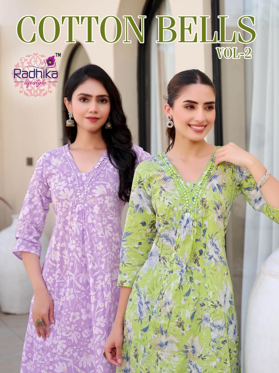 Radhika Lifestyle Cotton Bells Vol 2 catalog jaipuri cotton printed kurtis wholesale