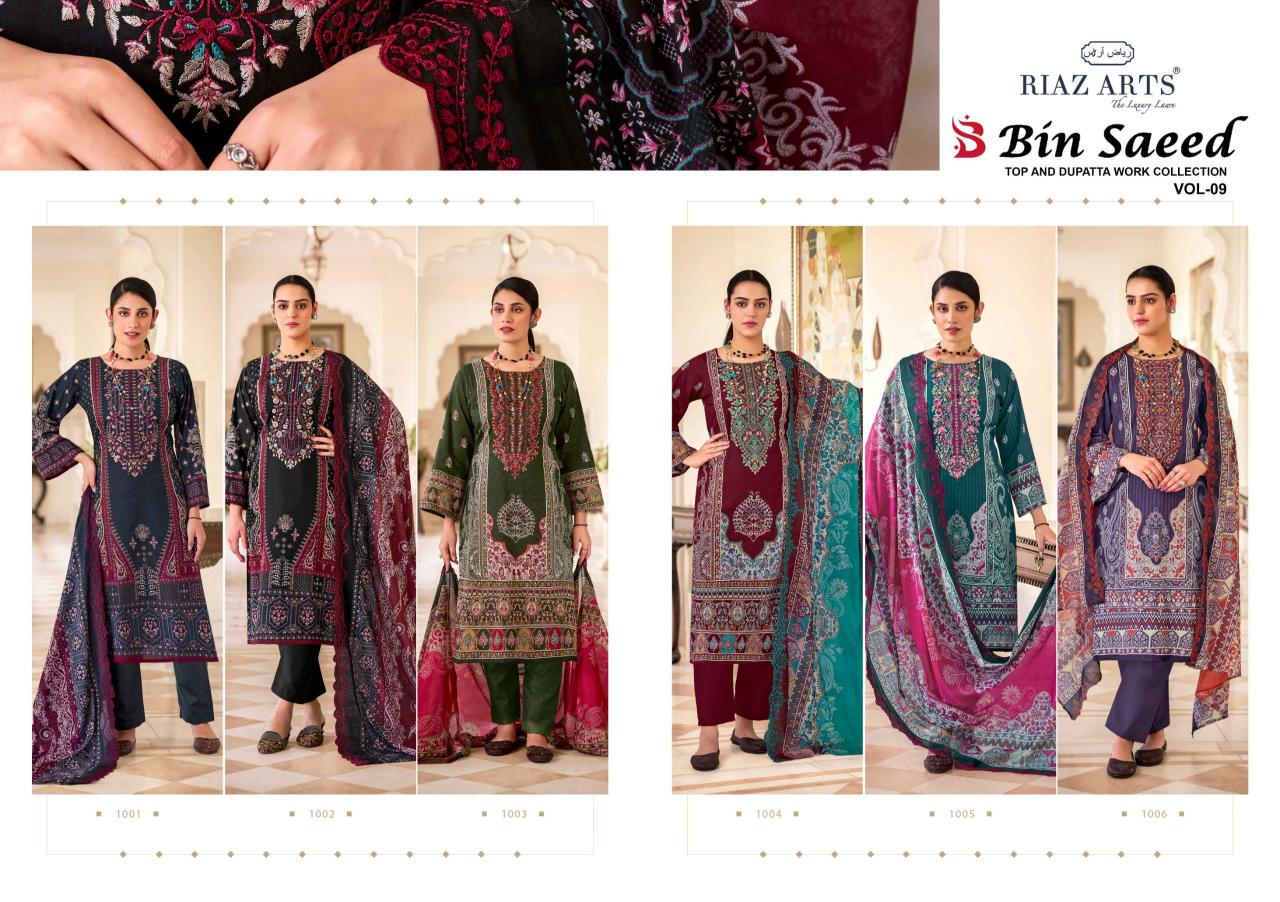 Riaz Arts Bin Saeed Vol 9 Catalog ladies dress material wholesalers in delhi