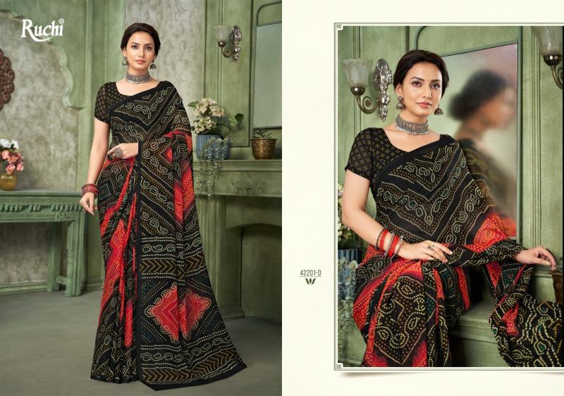 Ruchi Star Chiffon 42201 TO 42203 Catalog chiffon sarees from surat
