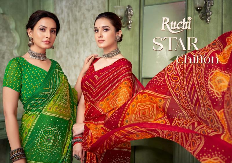 Ruchi Star Chiffon 42201 TO 42203 Catalog chiffon sarees from surat
