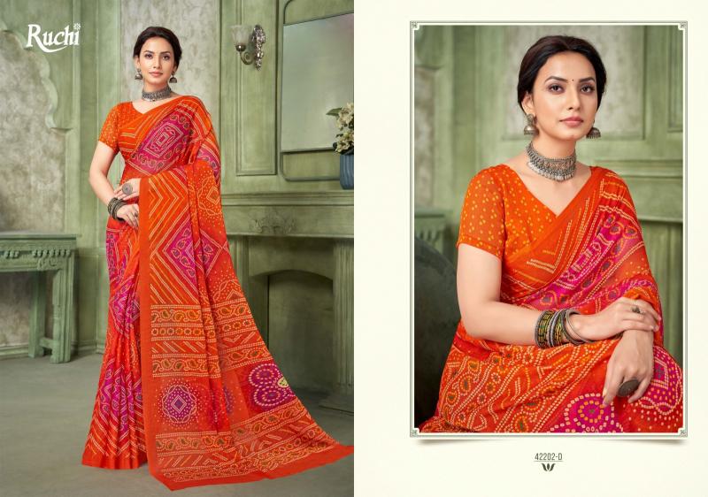 Ruchi Star Chiffon 42201 TO 42203 Catalog chiffon sarees from surat