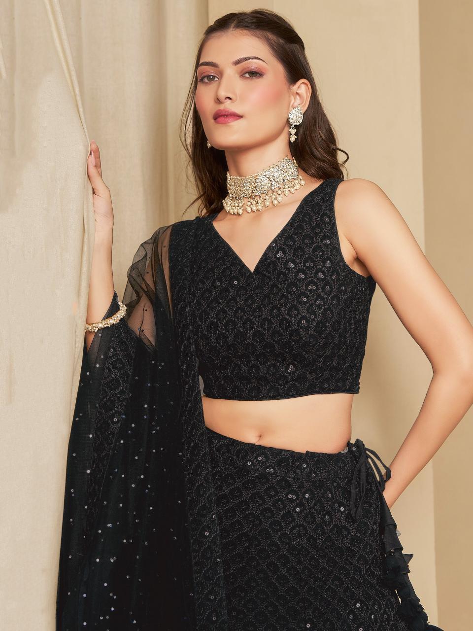 Sabella 5124 Black catalog embroidery lehenga wholesale