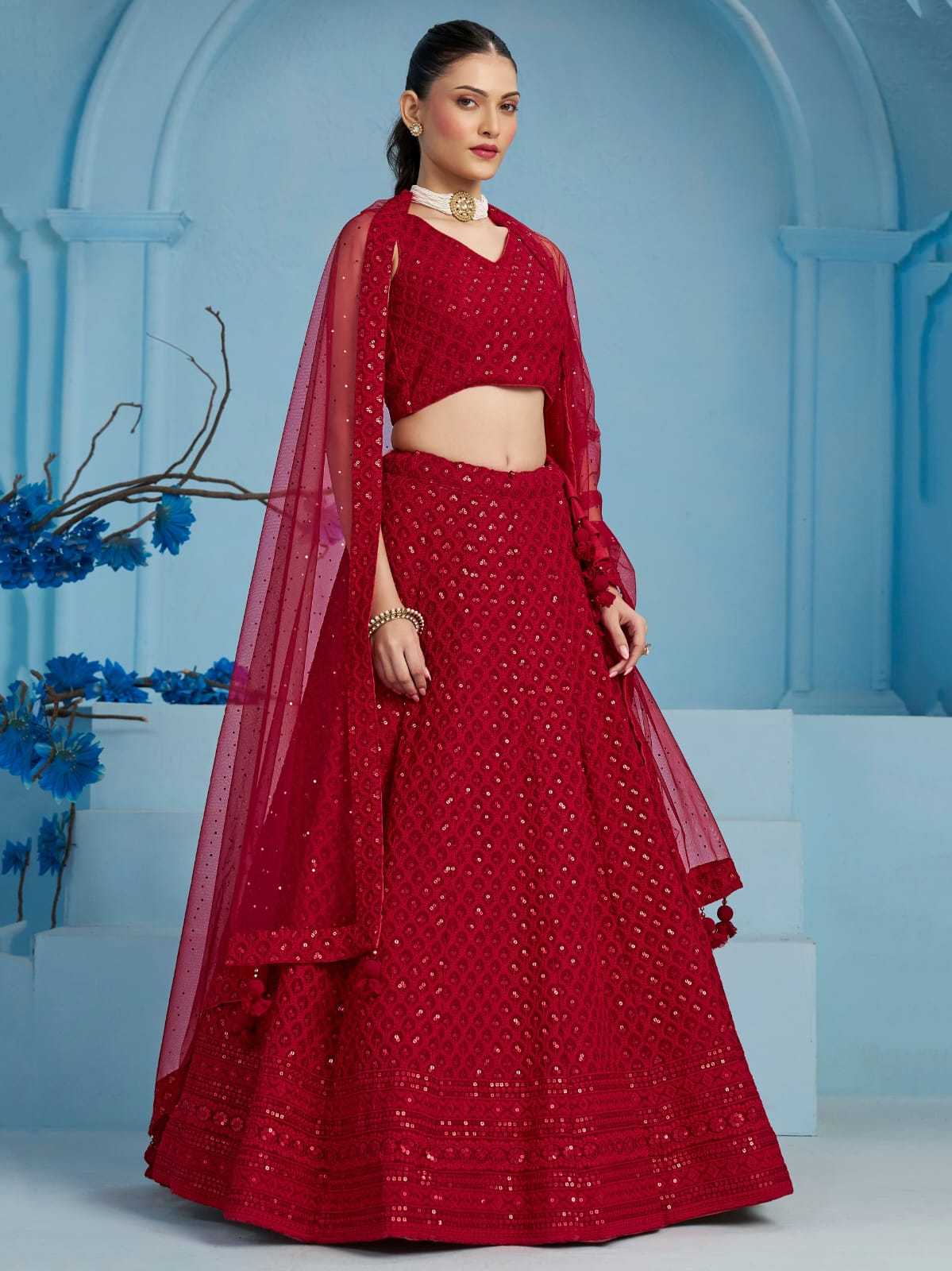 Sabella 5124 Red catalog best lehenga brands in india