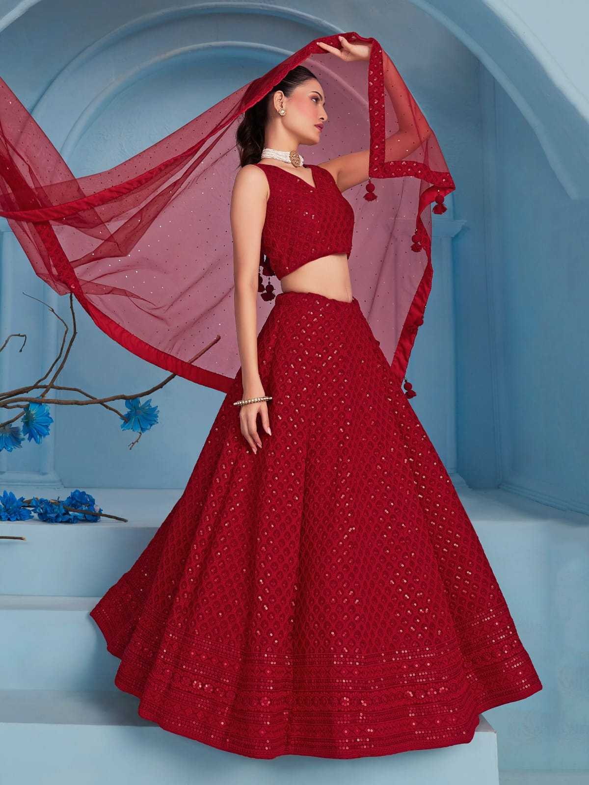 Sabella 5124 Red catalog best lehenga brands in india