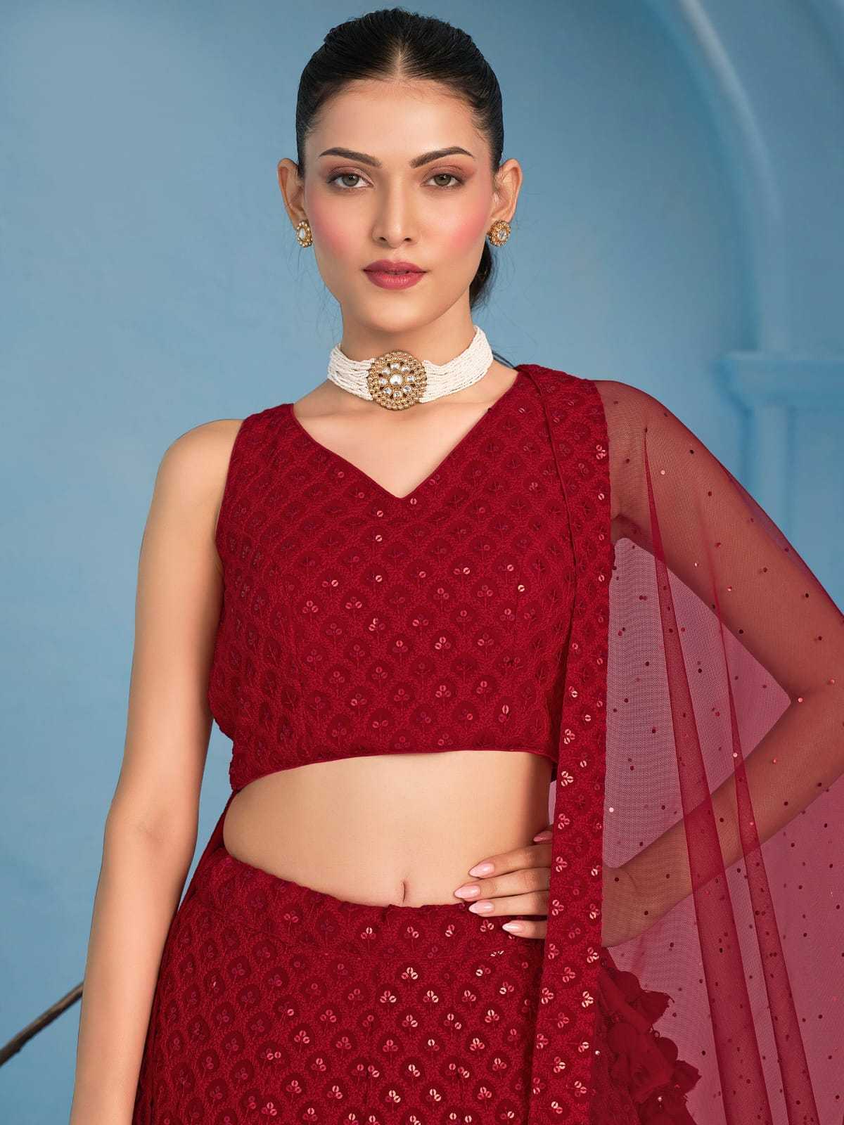 Sabella 5124 Red catalog best lehenga brands in india