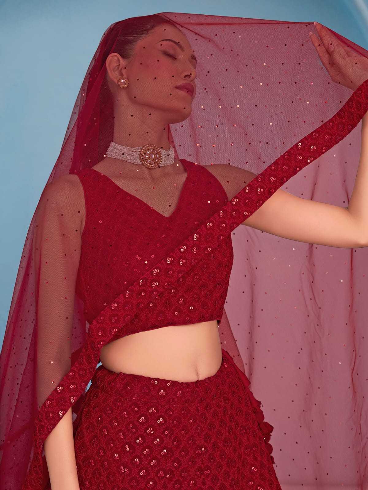 Sabella 5124 Red catalog best lehenga brands in india
