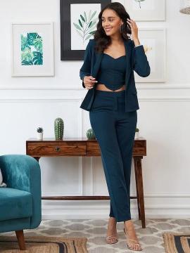 Sabella Fancy Top 7112 Catalog Three Piece Blazer Co Ord Set for women