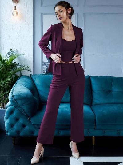 Sabella Fancy Top 7112 Catalog Three Piece Blazer Co Ord Set for women