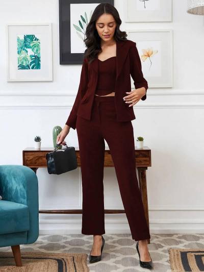 Sabella Fancy Top 7112 Catalog Three Piece Blazer Co Ord Set for women