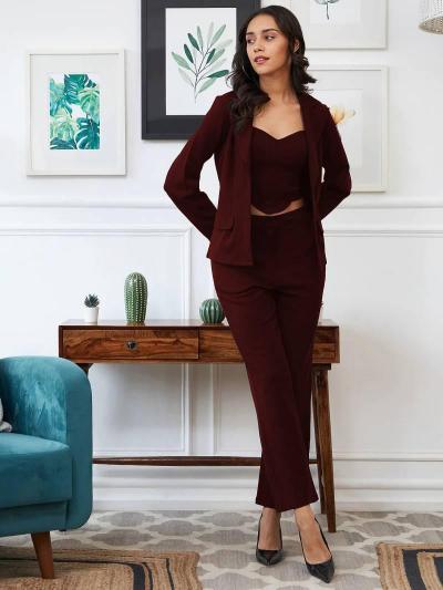 Sabella Fancy Top 7112 Catalog Three Piece Blazer Co Ord Set for women