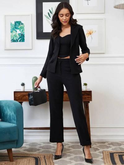 Sabella Fancy Top 7112 Catalog Three Piece Blazer Co Ord Set for women