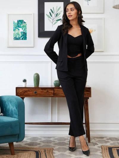 Sabella Fancy Top 7112 Catalog Three Piece Blazer Co Ord Set for women