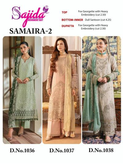 Sajida Samaira 1036 To 1038 Catalog pakistani designer suits in lahore