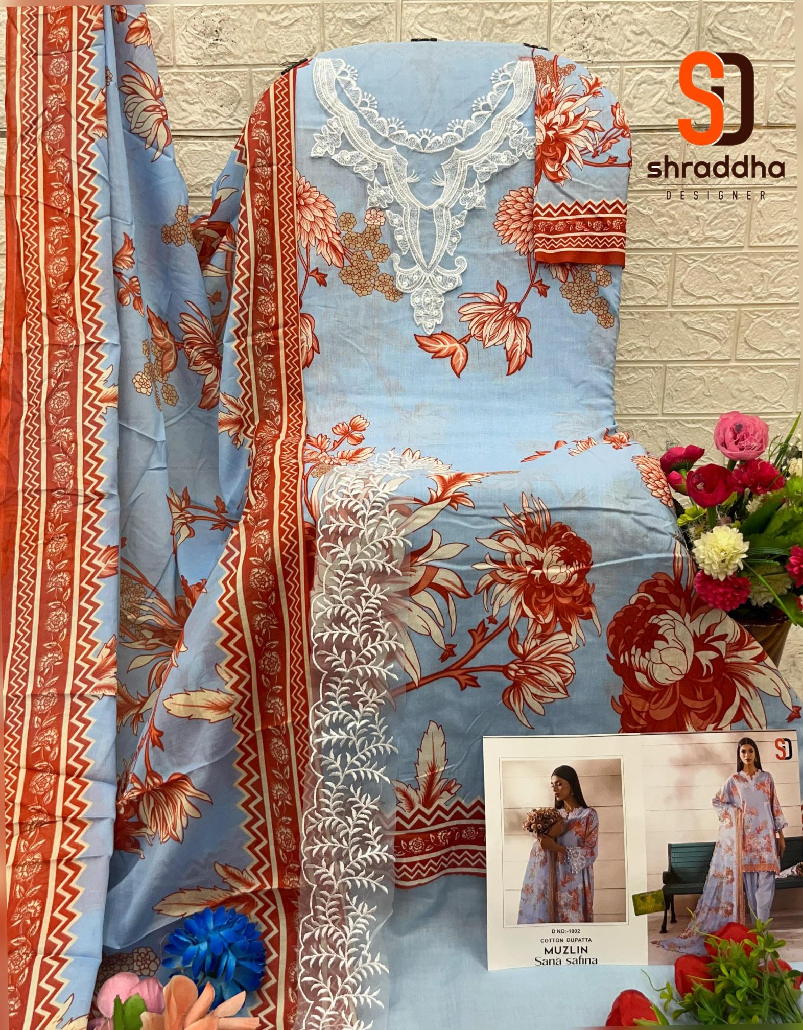 Sharaddha Muzlin Sana Safinaz Catalog Cotton Duppatta pakistani bridal suits in india