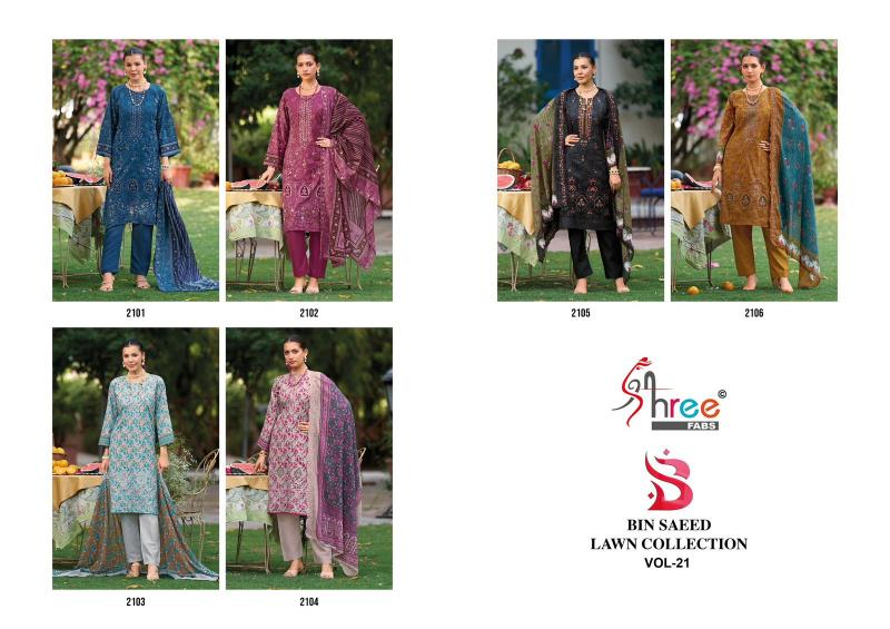 Shree Fabs Bin Saeed Lawn Collection Vol 21 catalog pakistani wholesale suits india