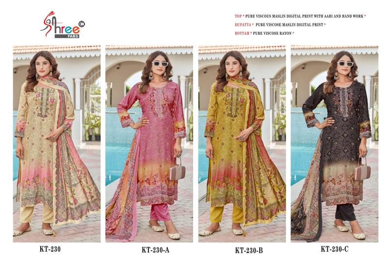 Shree Fabs kt 230 catalog pakistani designer suits with laces
