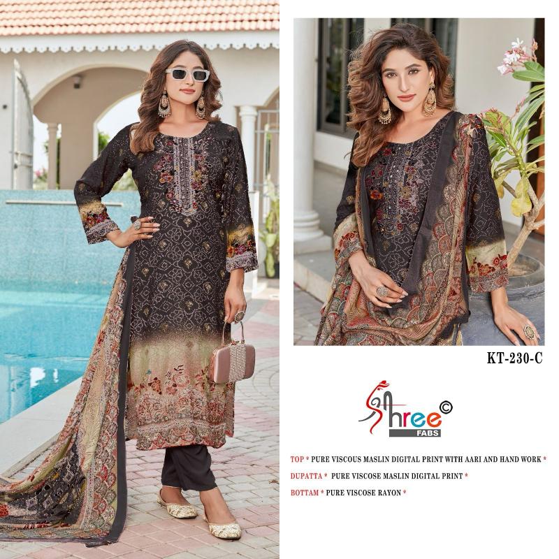 Shree Fabs kt 230 catalog pakistani designer suits with laces